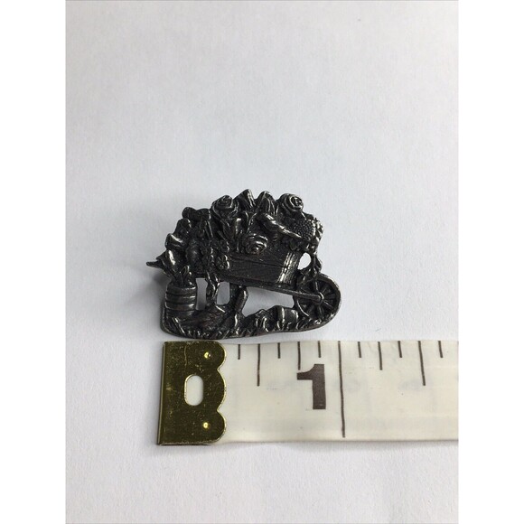 Birds & Blooms Brooch Pin Pewter Flower Wheelbarrow Granny Cottage Fairycore - Picture 7 of 8